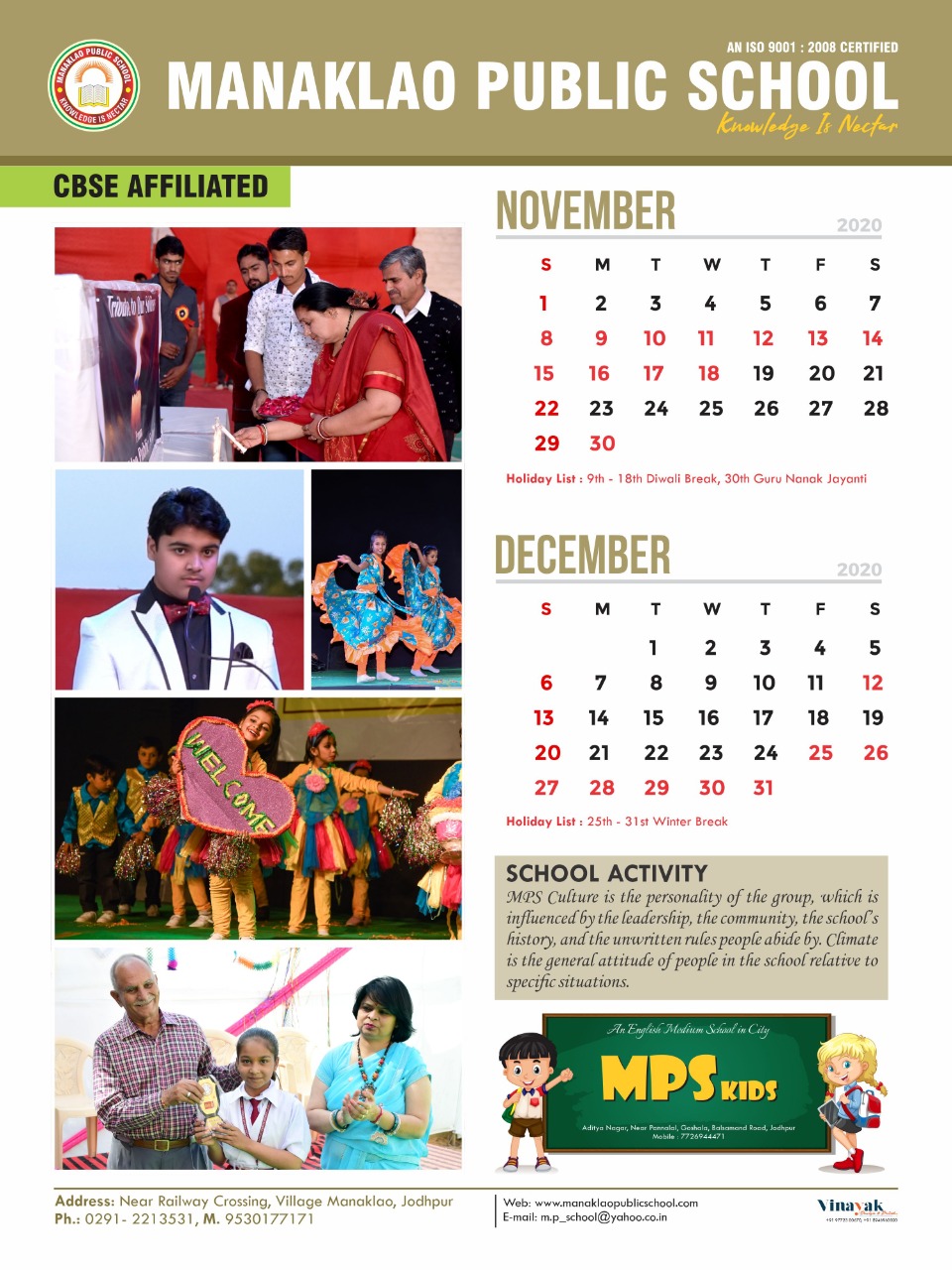 MPS Calendar 2020 - Manaklao Public School